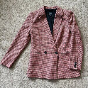 Gap Red Houndstooth Wool blazer. Riding Equestrian Career Size 4 Womens EUC